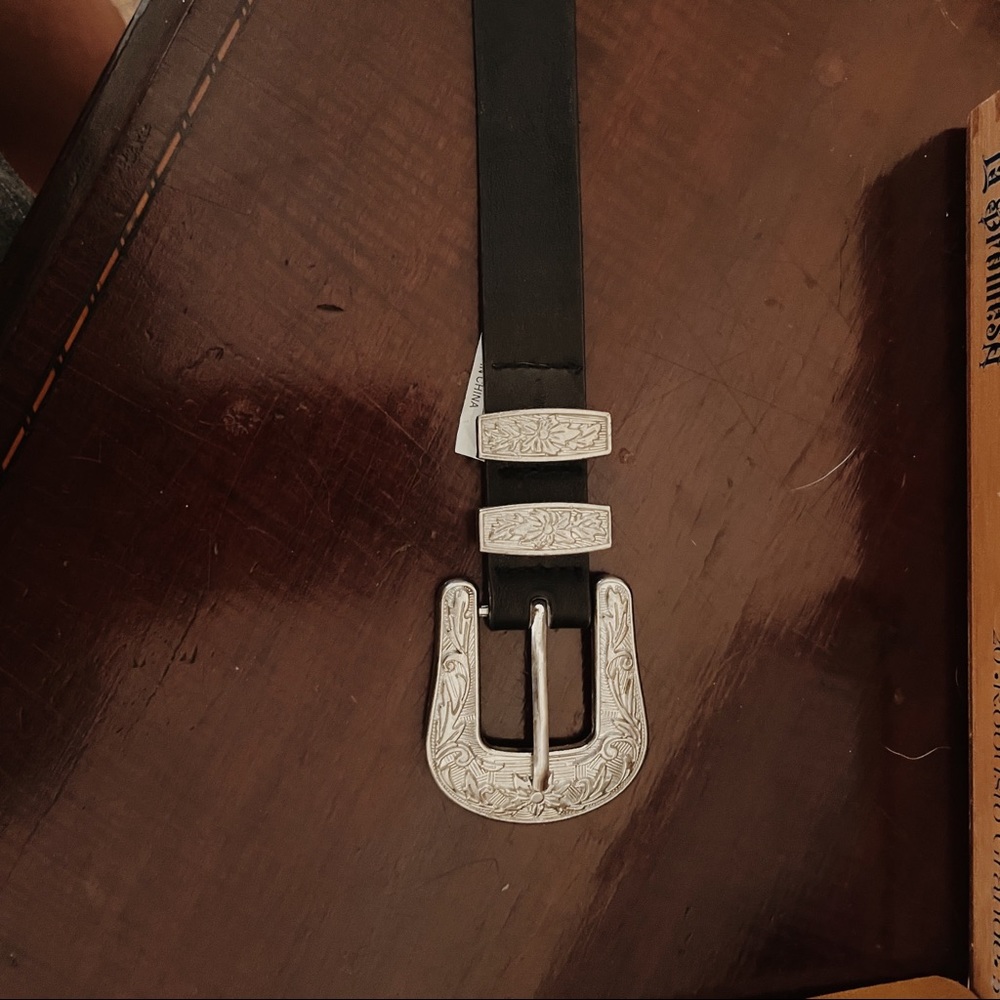 Black and silver western style belt